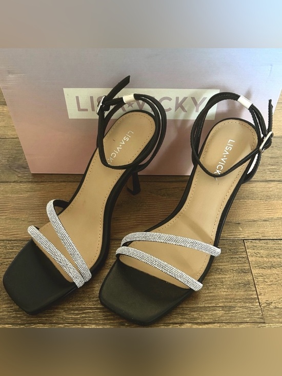 Lisa Vicky Shoes - LISA VICKY Gem Crystal Ankle Strap Sandal Black Women's Sandals